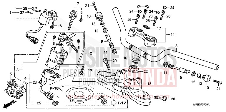 HANDLE PIPE/TOP BRIDGE for CB1000R PEARL NIGHTSTAR BLACK (NHA84) from 2010