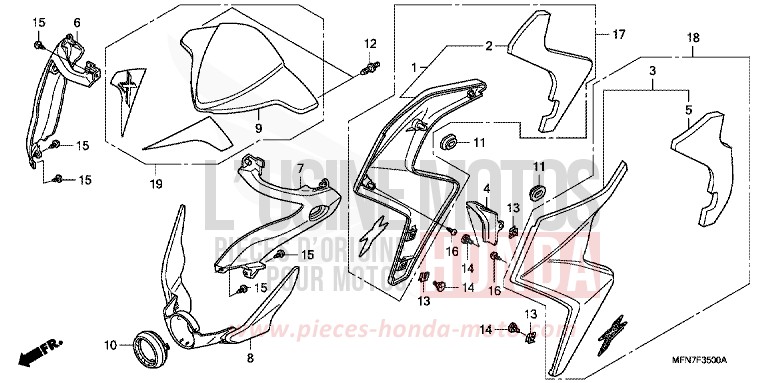 COWL for CB1000R PEARL NIGHTSTAR BLACK (NHA84) from 2010