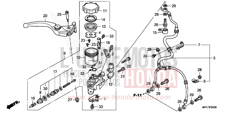 FR. BRAKE MASTER CYLINDER (CB1000R) for CB1000R PEARL SIENA RED (R320) from 2010