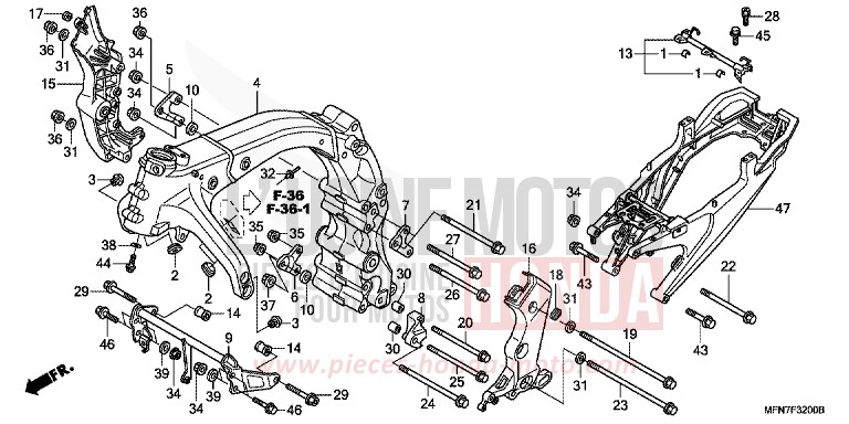 FRAME BODY for CB1000R PEARL SIENA RED (R320) from 2010