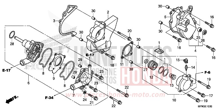 WATER PUMP for CB1000R PEARL SIENA RED (R320X) from 2015
