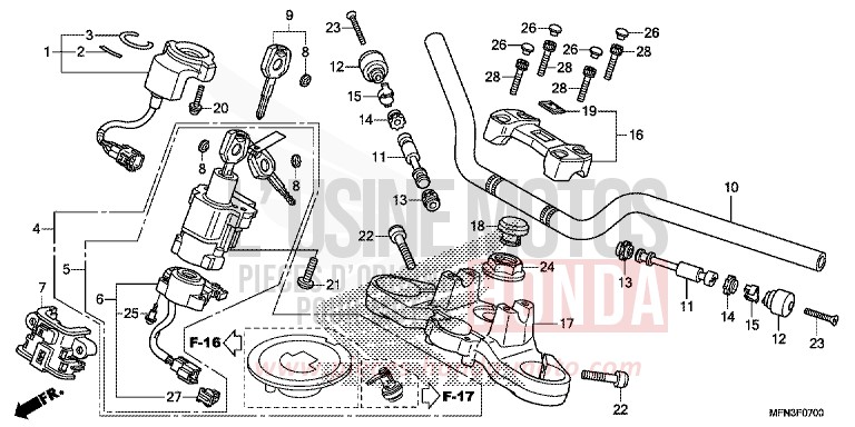 HANDLE PIPE/TOP BRIDGE for CB1000R PEARL SIENA RED (R320X) from 2015