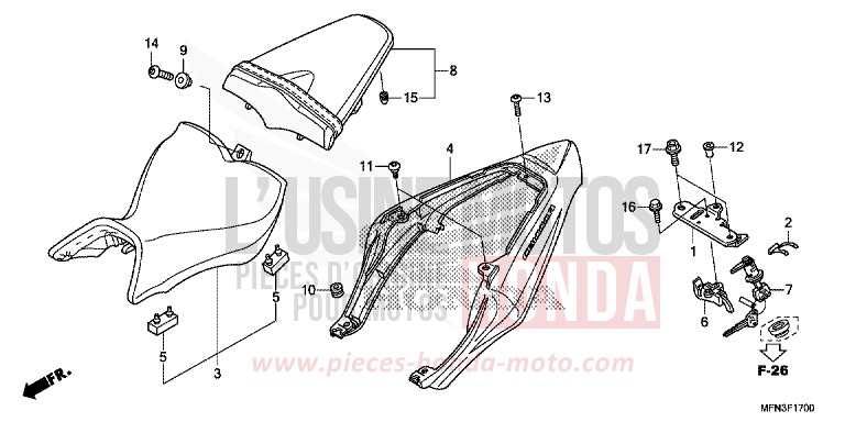 SEAT/SEAT COWL for CB1000R PEARL COOL WHITE (NHA16B) from 2015