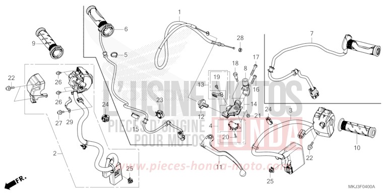 HANDLE LEVER/SWITCH/CABLE for CB1000R TITANIUM BLADE METALLIC (YR316) from 2018