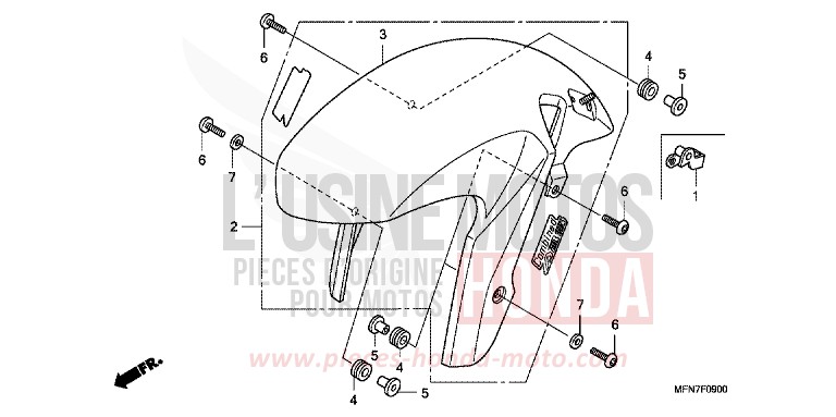 FRONT FENDER for CB1000R PEARL COOL WHITE (NHA16K) from 2011