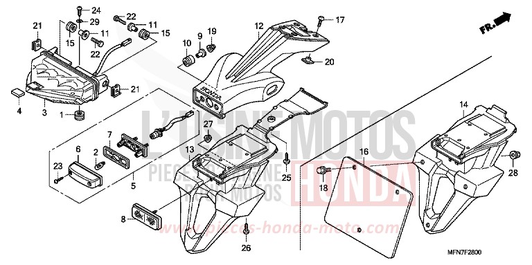 TAILLIGHT for CB1000R PEARL NIGHTSTAR BLACK (NHA84) from 2011