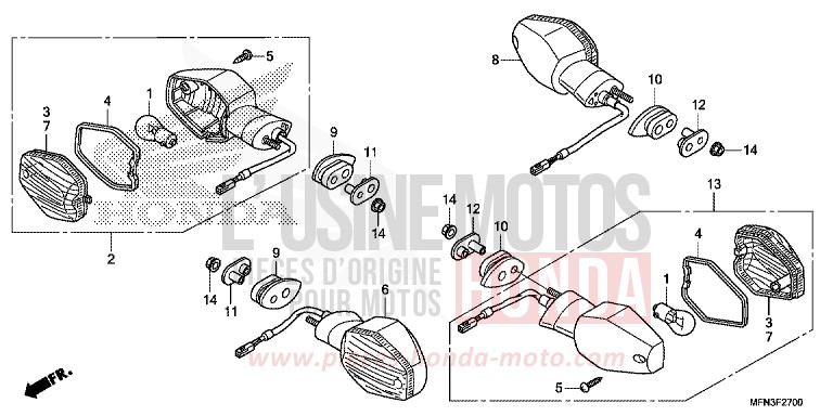 WINKER for CB1000R MAT CYNOS GRAY METALLIC (NH312F) from 2013