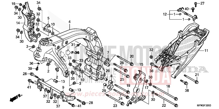 FRAME BODY for CB1000R MAT CYNOS GRAY METALLIC (NH312F) from 2013