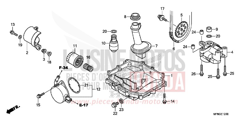 OIL PAN/OIL PUMP for CB1000R PEARL COOL WHITE (NHA16K) from 2013