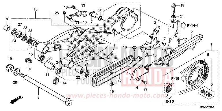 SWINGARM for CB1000R PEARL COOL WHITE (NHA16K) from 2013
