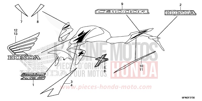 MARK (CB1000RD/1000RAD) for CB1000R PEARL COOL WHITE (NHA16K) from 2013