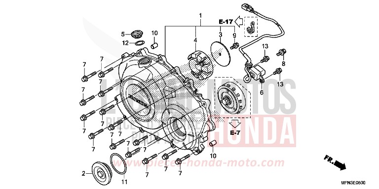 RIGHT CRANKCASE COVER for CB1000R MAT PEARL COOL WHITE (NHB44) from 2013