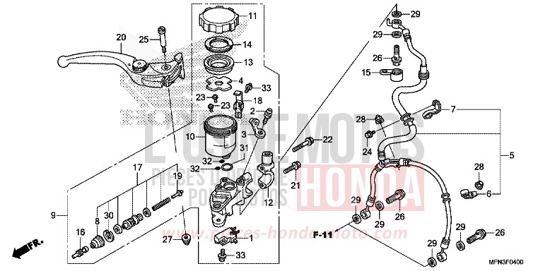 FR. BRAKE MASTER CYLINDER (CB1000R) for CB1000R PEARL SIENA RED (R320X) from 2014