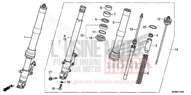 FRONT FORK for CB1000R PEARL SIENA RED (R320X) from 2014