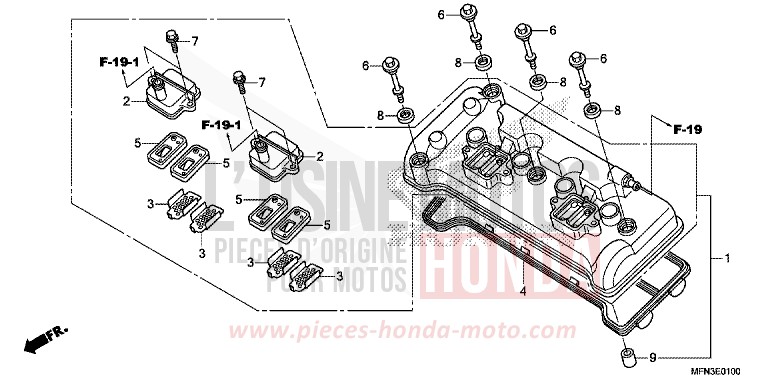 CYLINDER HEAD COVER for CB1000R MAT CYNOS GRAY METALLIC (NH312) from 2014