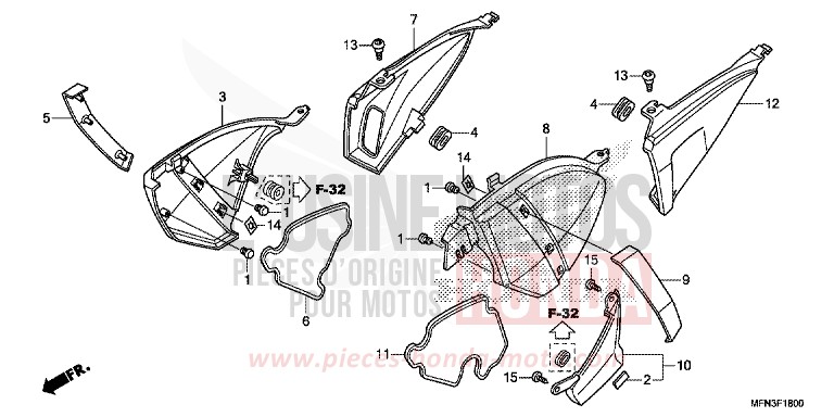 COPERTURA LATERALE per CB1000R MAT CYNOS GRAY METALLIC (NH312) del 2014