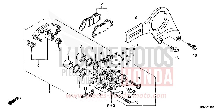 REAR BRAKE CALIPER (CB1000R) for CB1000R MAT PEARL COOL WHITE (NHB44) from 2014