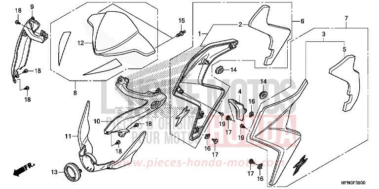 COWL for CB1000R MAT PEARL COOL WHITE (NHB44) from 2014