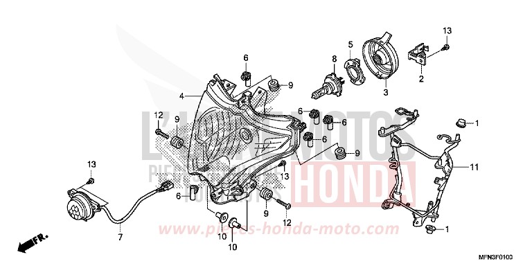 HEADLIGHT for CB1000R PEARL SIENA RED (R320X) from 2015