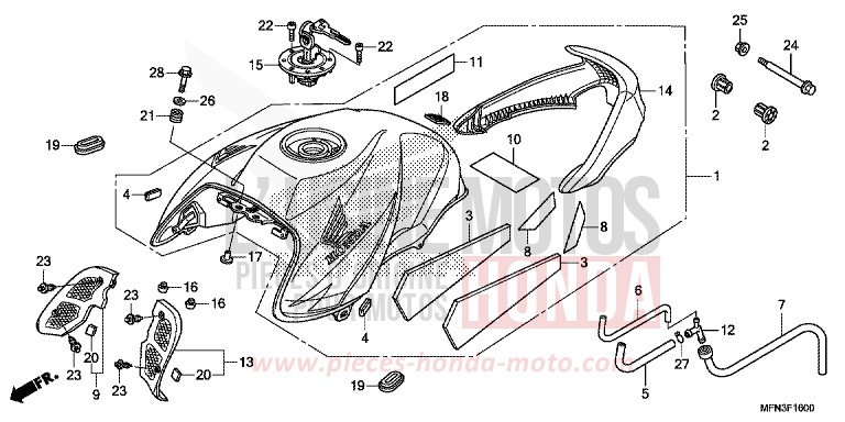 FUEL TANK for CB1000R PEARL SIENA RED (R320X) from 2015
