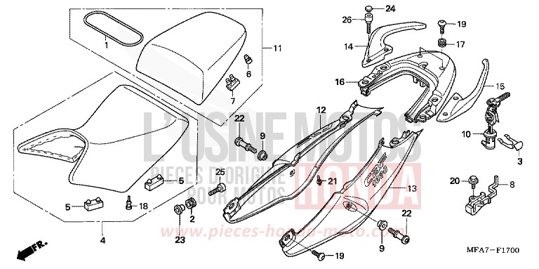 SEAT/SEAT COWL for CBF1000 BOMBAY ORANGE METALLIC (YR254) from 2006