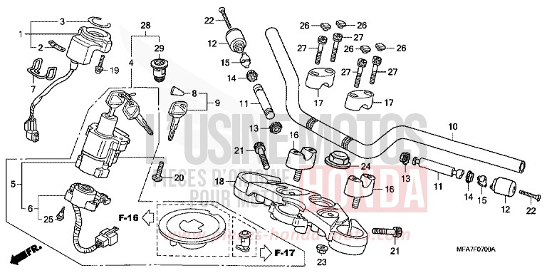HANDLE PIPE/TOP BRIDGE for CBF1000 CANDY XENON BLUE (PB324) from 2006