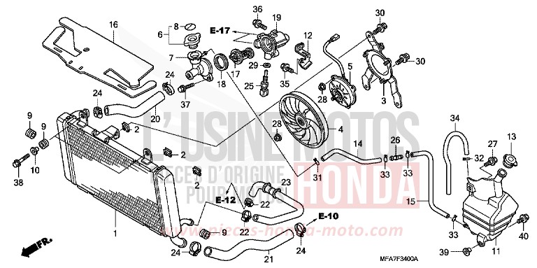 RADIATOR for CBF1000 QUASAR SILVER METALLIC (NHA48) from 2006