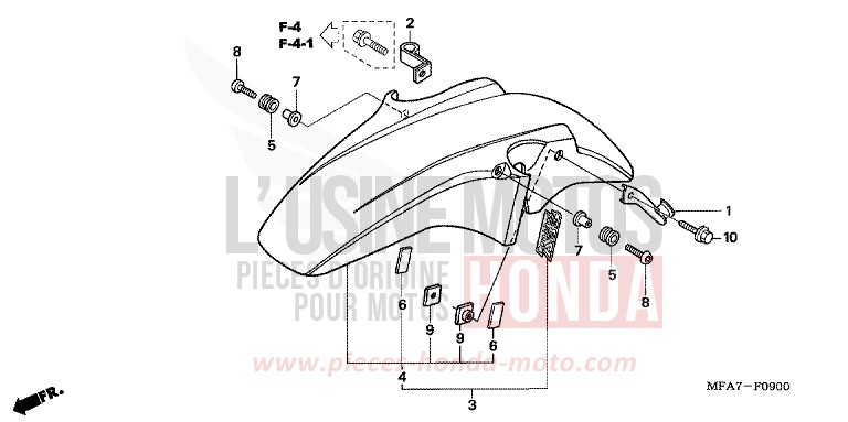 FRONT FENDER for CBF1000 BOMBAY ORANGE METALLIC (YR254) from 2007
