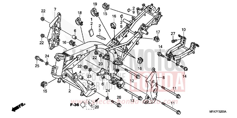 FRAME BODY for CBF1000 BOMBAY ORANGE METALLIC (YR254) from 2007