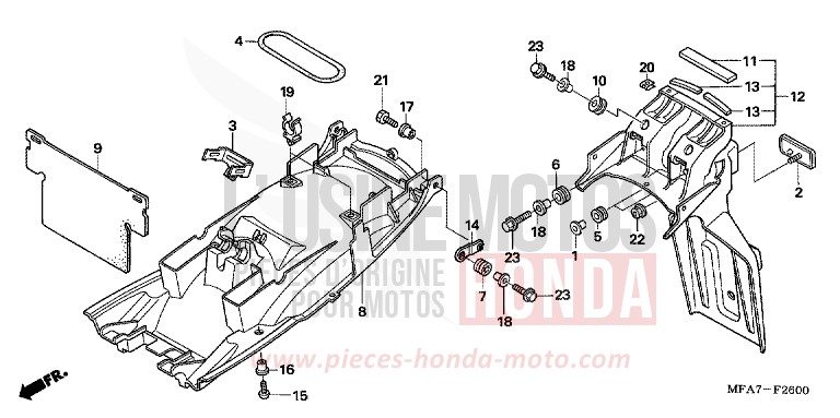 PARAFANGO POSTERIORE per CBF1000 CANDY XENON BLUE (PB324) del 2007