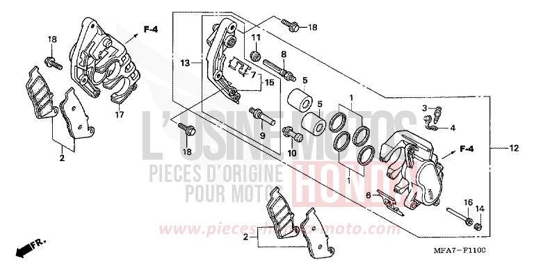 FRONT BRAKE CALIPER (CBF1000) for CBF1000 INTERSTELLAR BLACK METALLIC (NHA12) from 2007