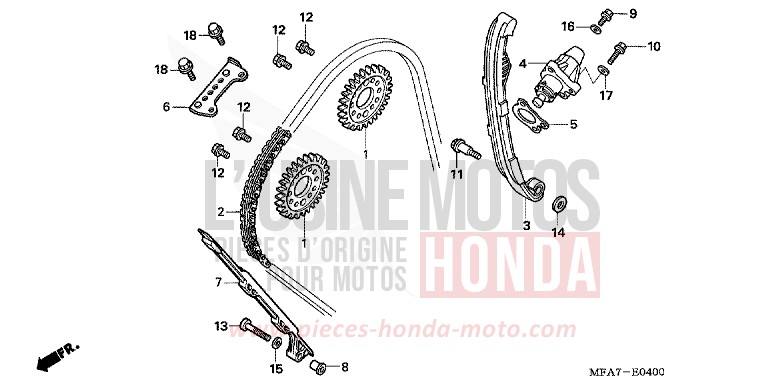 CAM CHAIN/TENSIONER for CBF1000 PEARL SIENA RED (R320) from 2007