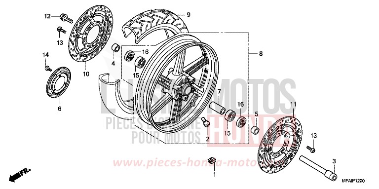 FRONT WHEEL for CBF1000 PEARL AMBER YELLOW (Y200) from 2008