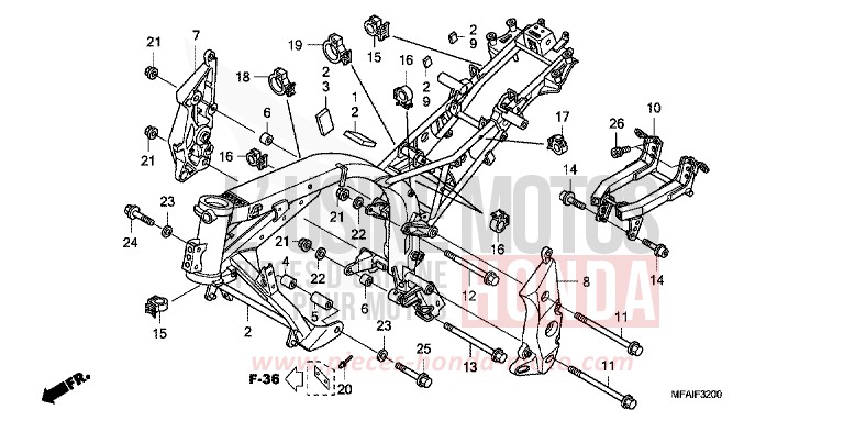 FRAME BODY for CBF1000 PEARL AMBER YELLOW (Y200) from 2008