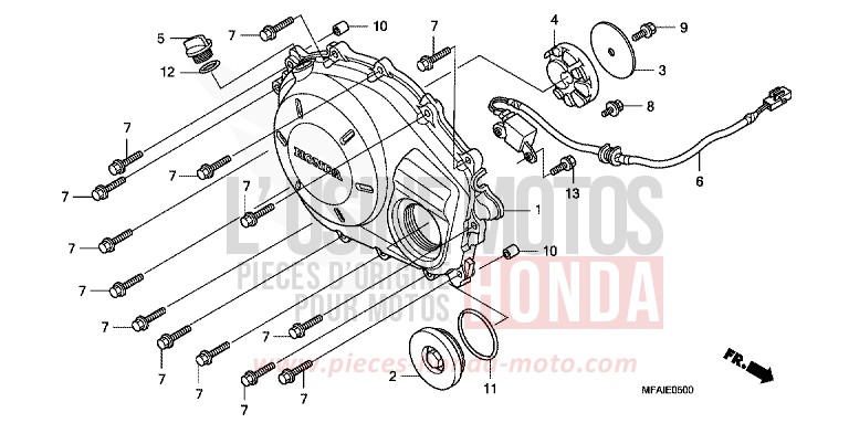 RIGHT CRANKCASE COVER for CBF1000 PEARL NIGHTSTAR BLACK (NHA84) from 2008