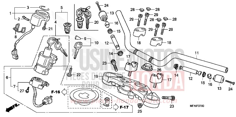 HANDLE PIPE/TOP BRIDGE for CBF1000 PEARL NIGHTSTAR BLACK (NHA84) from 2008