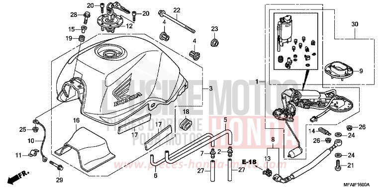 FUEL TANK/FUEL PUMP for CBF1000 PEARL SIENA RED (R320) from 2008