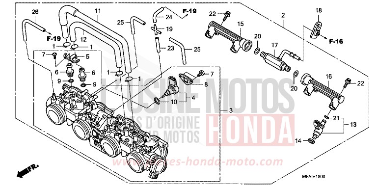 THROTTLE BODY for CBF1000 QUASAR SILVER METALLIC (NHA48) from 2008