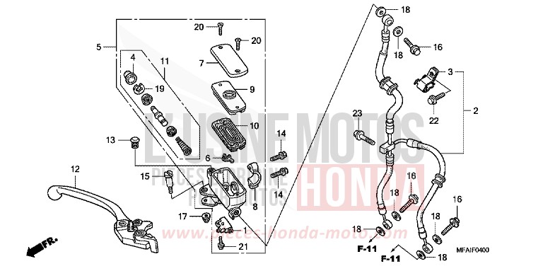 FR. BRAKE MASTER CYLINDER (CBF1000) for CBF1000 QUASAR SILVER METALLIC (NHA48) from 2008
