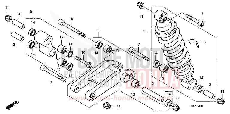 REAR CUSHION for CBF1000 QUASAR SILVER METALLIC (NHA48) from 2009