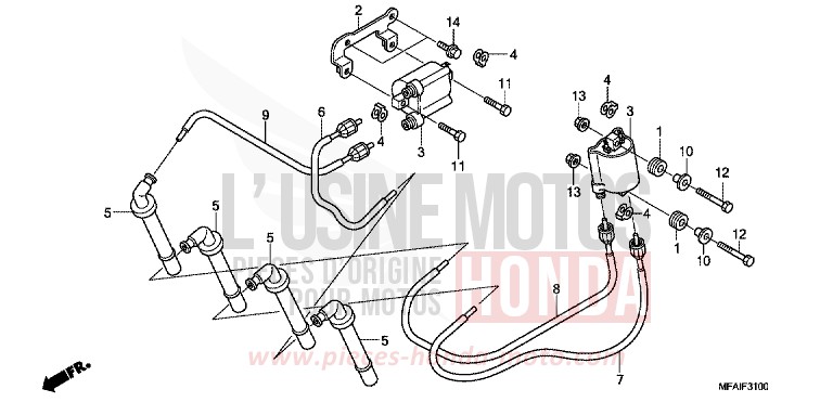 IGNITION COIL for CBF1000 QUASAR SILVER METALLIC (NHA48) from 2009