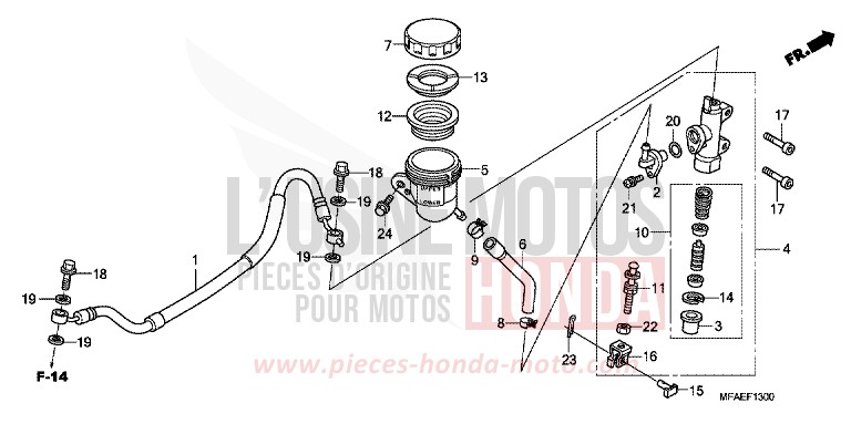 REAR BRAKE MASTERCYLINDER (CBF1000) for CBF1000 PEARL COOL WHITE (NHA16) from 2010