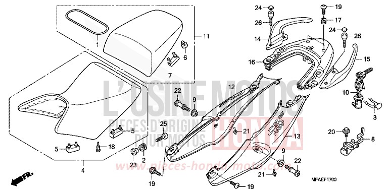SEAT/REAR COWL for CBF1000 PEARL COOL WHITE (NHA16) from 2010