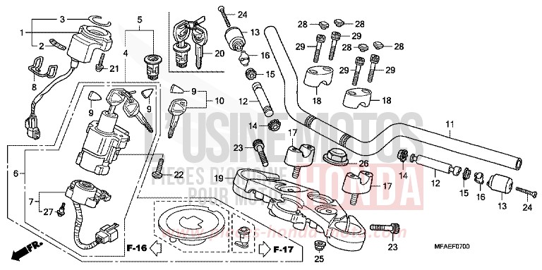 HANDLE PIPE/TOP BRIDGE for CBF1000 PEARL NIGHTSTAR BLACK (NHA84) from 2010