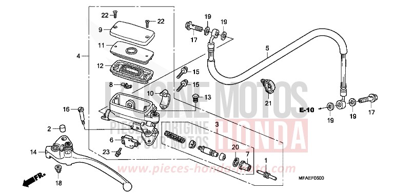 CLUTCH MASTER CYLINDER for CBF1000 PEARL SIENA RED (R320) from 2010