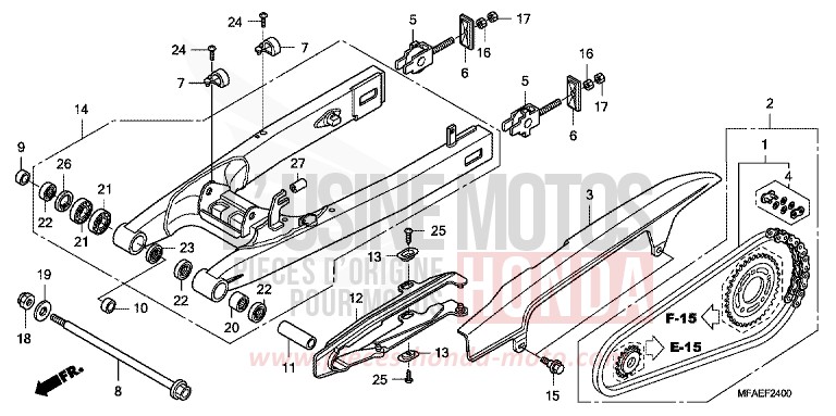 SWINGARM for CBF1000 PEARL SIENA RED (R320) from 2010