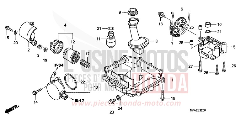 OIL PAN/OIL PUMP for CBF1000 QUASAR SILVER METALLIC (NHA48) from 2010