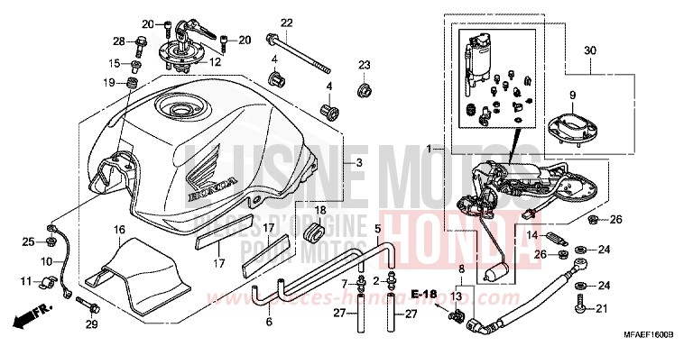 FUEL TANK/FUEL PUMP for CBF1000 QUASAR SILVER METALLIC (NHA48) from 2010