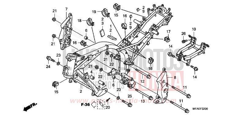 FRAME BODY for CBF1000 QUASAR SILVER METALLIC (NHA48) from 2010