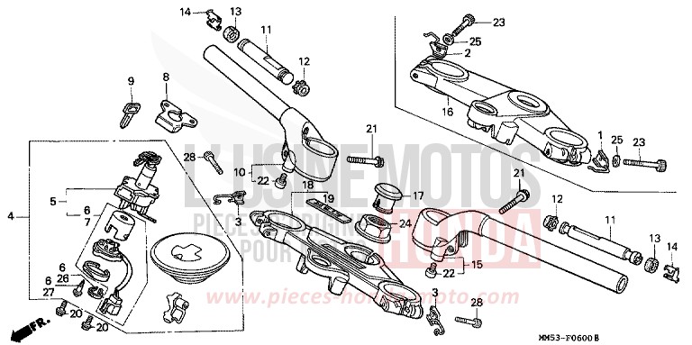 HANDLE PIPE/TOP BRIDGE for CBR1000F KARAKORUM GRAY METALLIC-U (NH197E) from 1987
